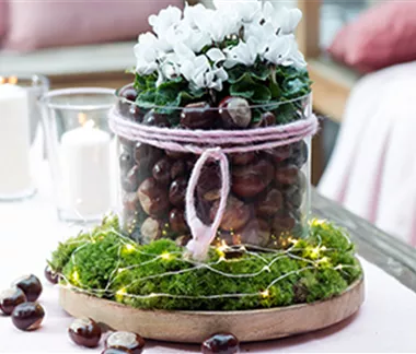 Herbstdeko mit Kastanien